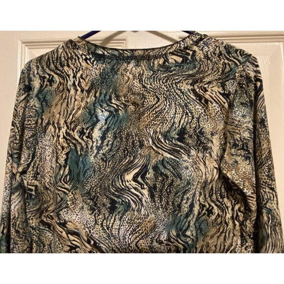 Vintage Y2K 3/4 sleeve T Shirt fairy lettuce trim whimsy Artsy 90s Animal Print - Picture 14 of 16
